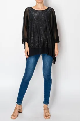 SOFT FLOWY GLITTER SHEER SLEEVE TOP